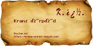 Kranz Árpád névjegykártya